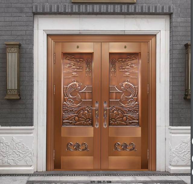 Luxury double open copper door